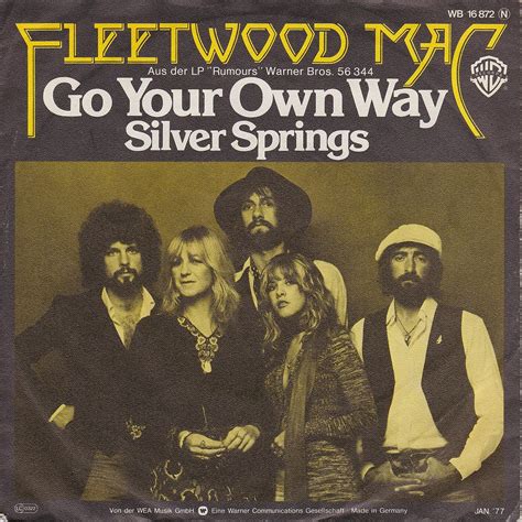 Silver Springs is a song written by Stevie Nicks and recorded by her with Fleetwood Mac in 1976. Originally intended for inclusion on the album Rumours, it was left off due to space restrictions and instead appeared on the b-side of the album's lead single Go Your Own Way. Nicks deeply resented this omission as she deeply loved the song but Mick Fleetwood insisted that either Silver Springs be ... 